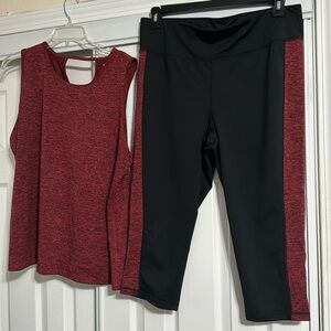 Red and black capris and sleeveless shirt